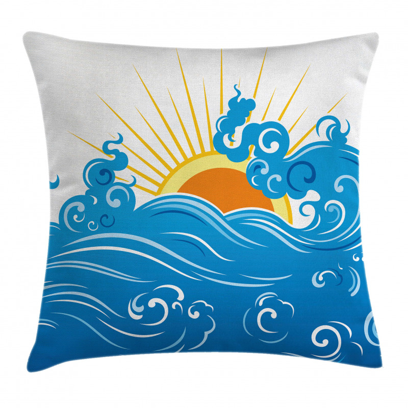 Curved Ocean Waves Sun Pillow Cover