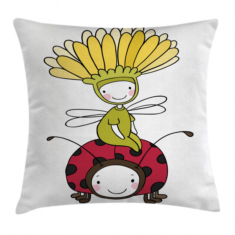 Flower Fairy and Ladybug Pillow Cover