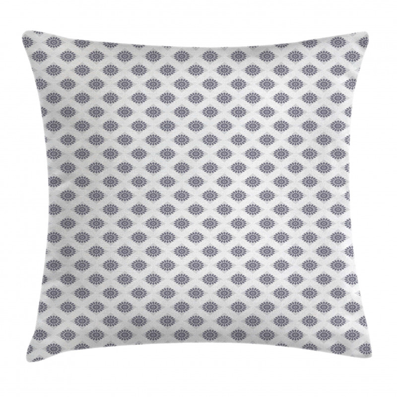 Grey Squares Flowers Pillow Cover
