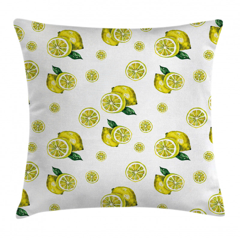 Lemon Slices Leaves Pillow Cover
