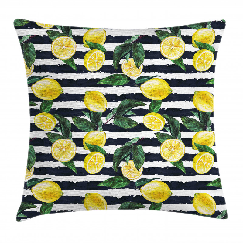 Fresh Lemons Striped Pillow Cover