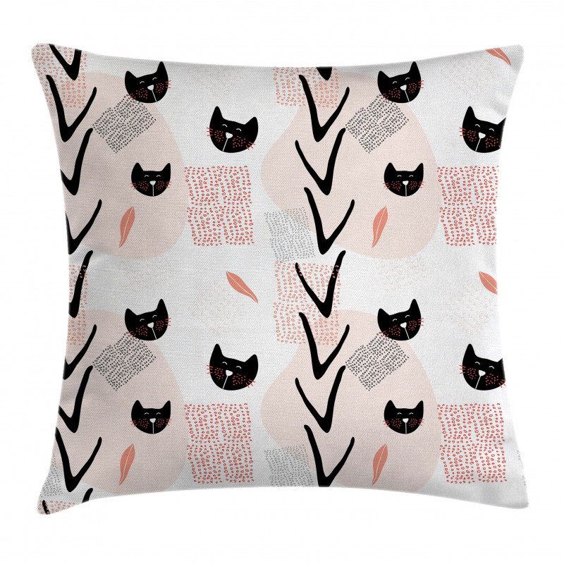 Cat Faces Dotted Pillow Cover