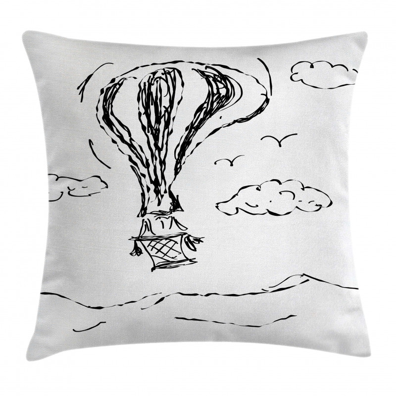 Hot Air Balloon Clouds Pillow Cover