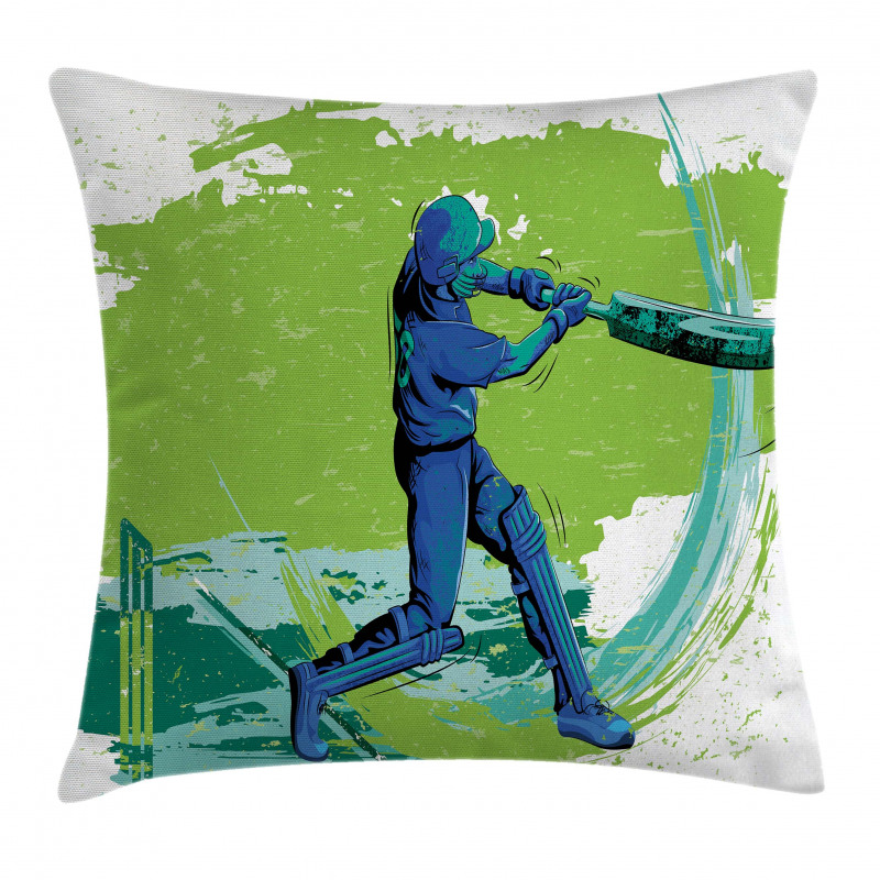 Cricket Player Pitching Pillow Cover