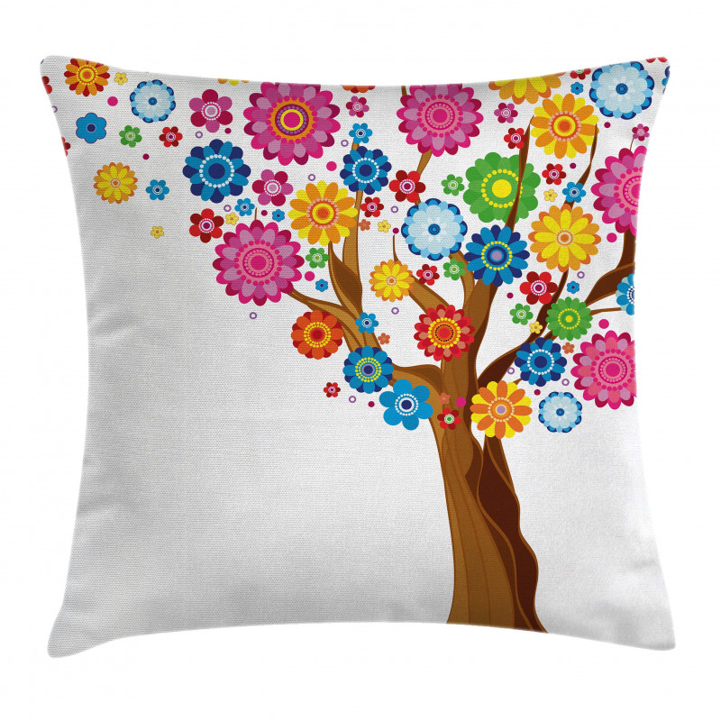 Tree Vibrant Blooms Pillow Cover