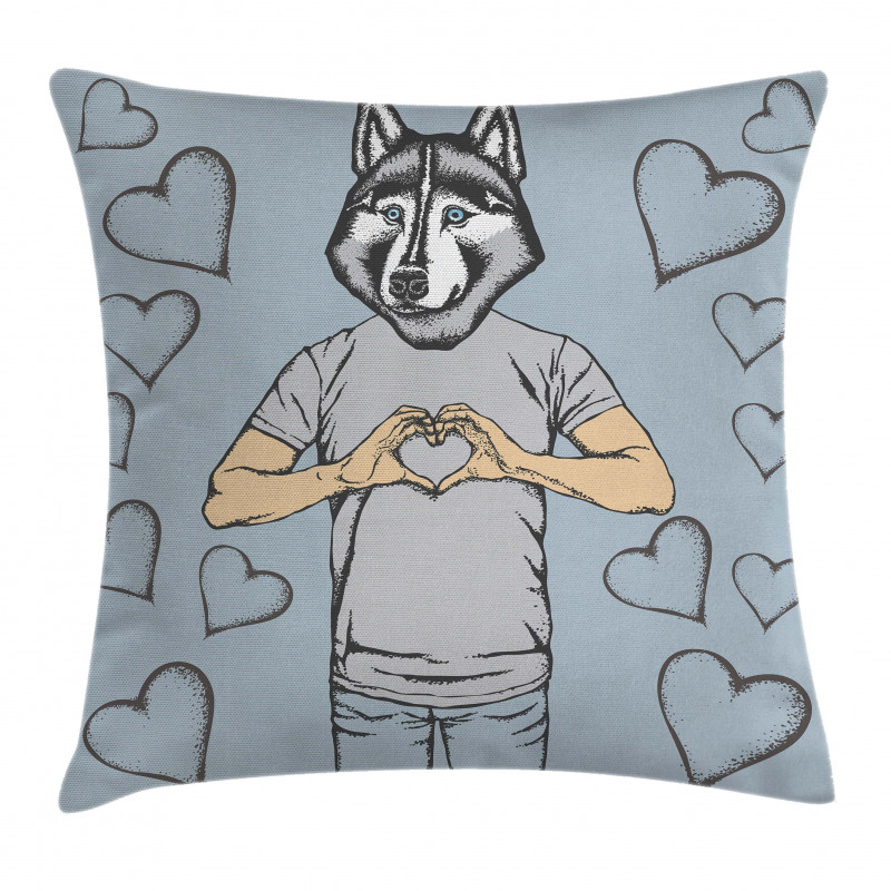 Dog Hearts Romantic Pillow Cover