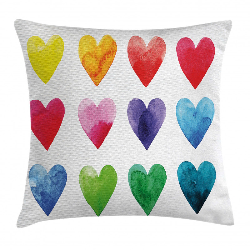 Rainbow Colors Hearts Pillow Cover