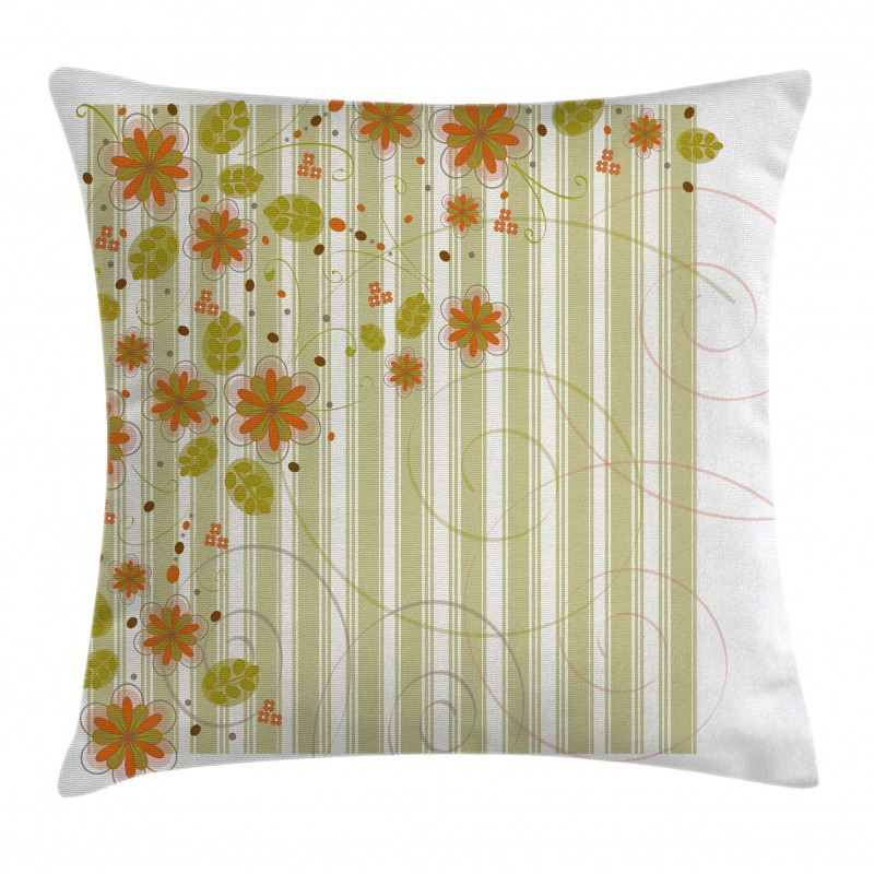 Retro Swirled Flowers Pillow Cover