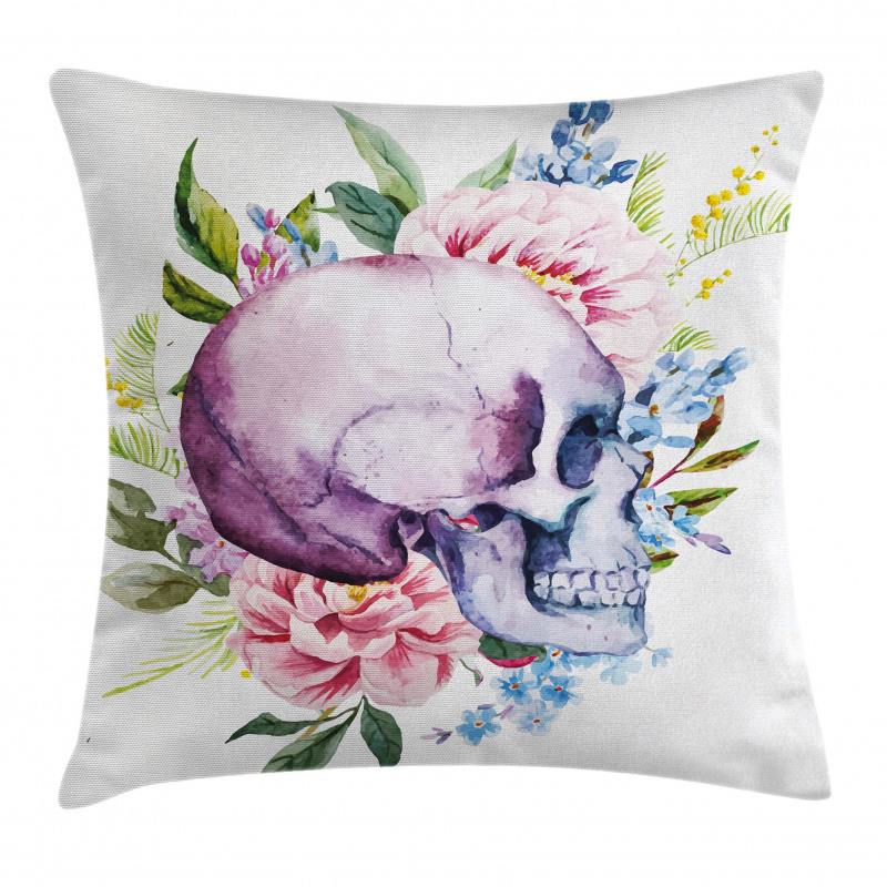 Abstract Skull Flowers Pillow Cover
