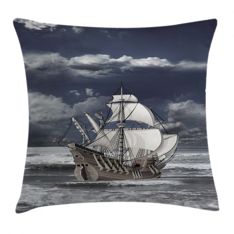 Caribbean Pirates Ship Pillow Cover