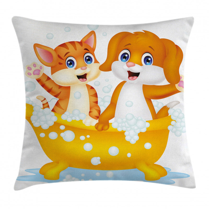 Cartoon Cat and Dog Bath Pillow Cover