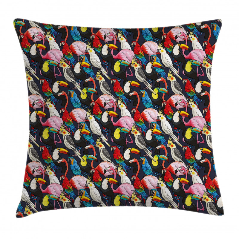 Colorful Exotic Birds Pillow Cover