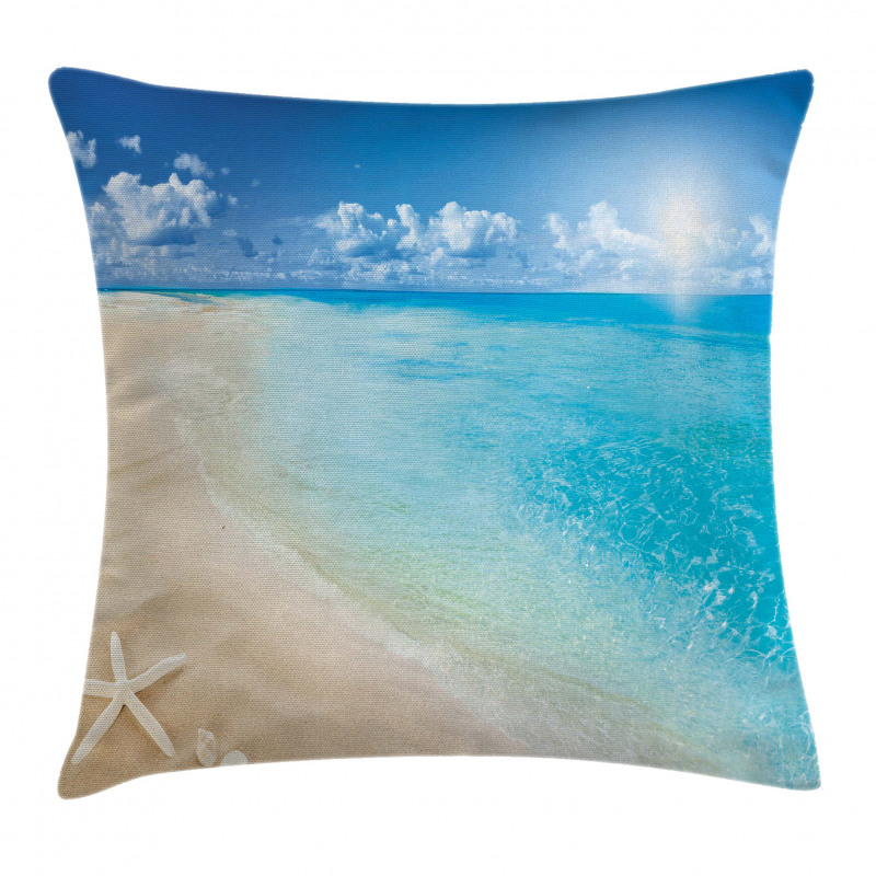 Sunny Seashore and Shells Pillow Cover