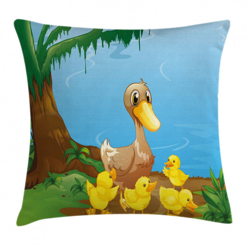 Duck and Ducklings Pillow Cover