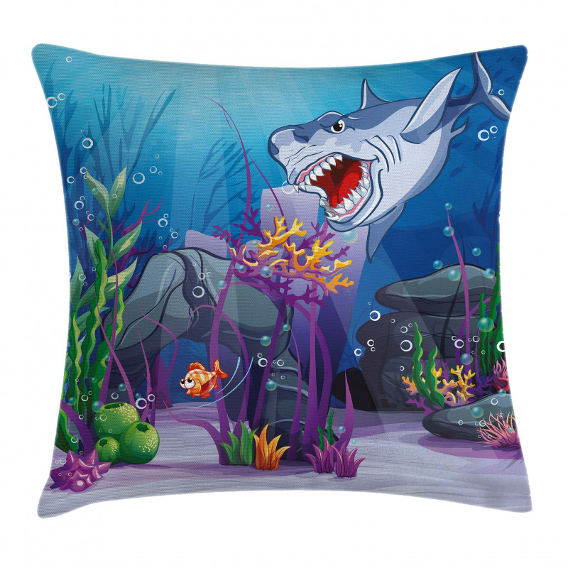 Evil Shark Little Fish Pillow Cover