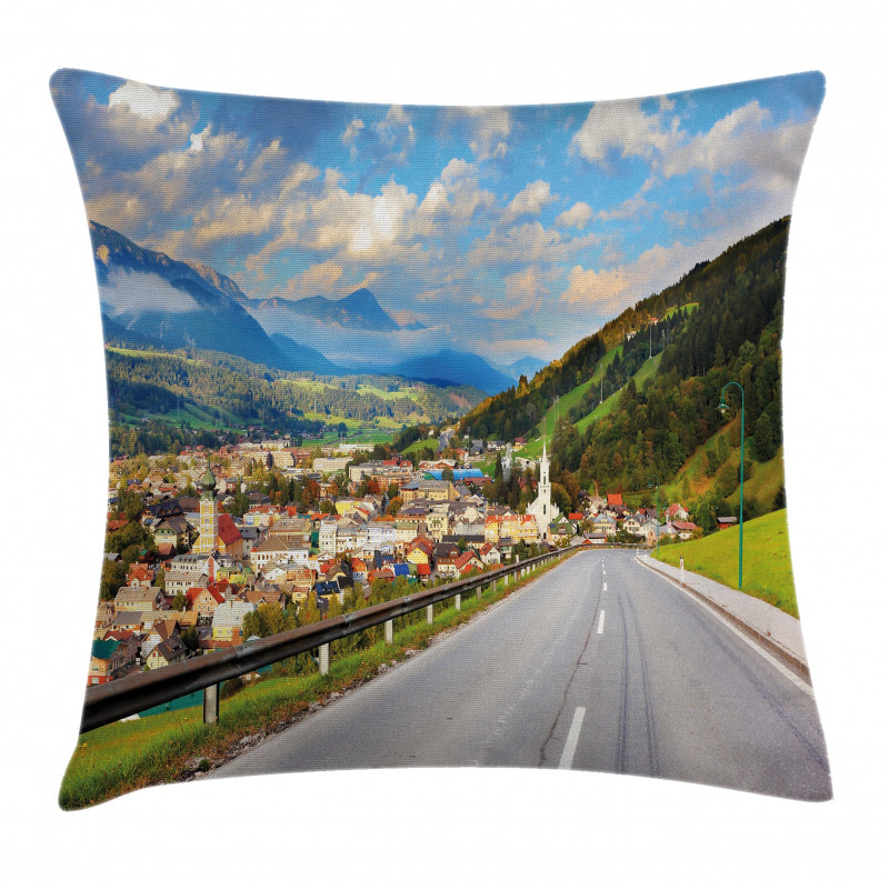Road Alps Small Town Pillow Cover