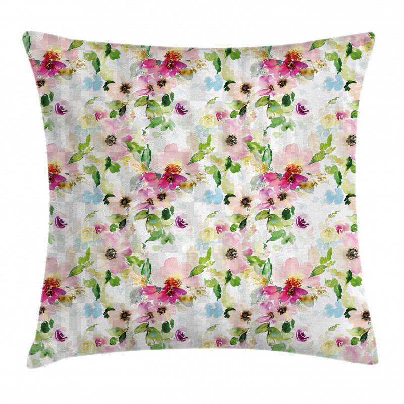 Spring Flowers Pastel Pillow Cover