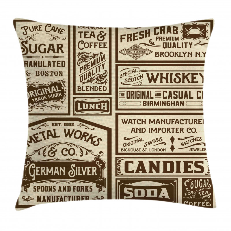 Old Advertisement Retro Pillow Cover