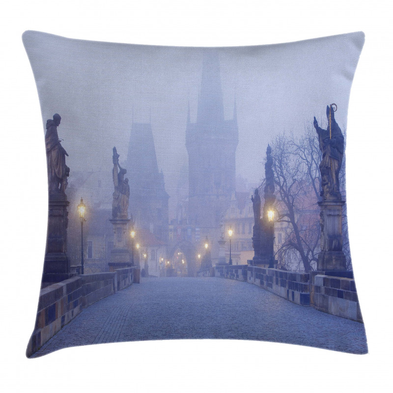 Foggy Prague Streets Pillow Cover