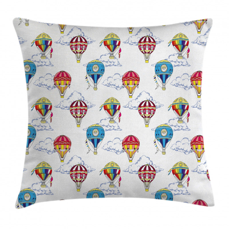 Clouds Hot Air Balloons Pillow Cover