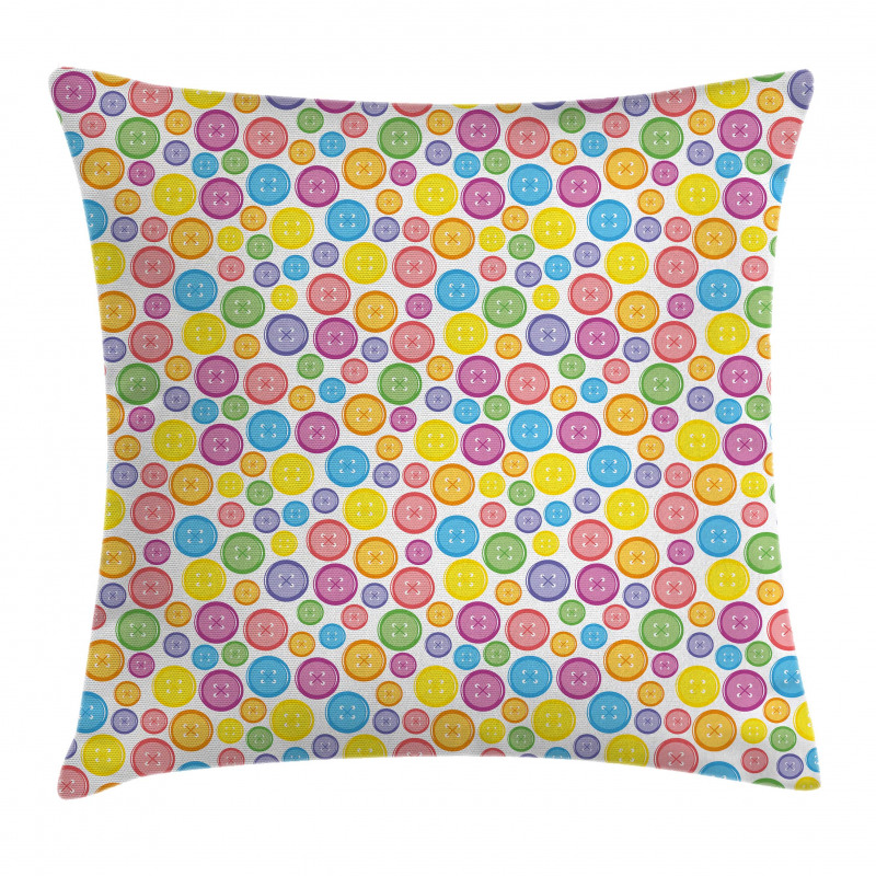 Circular Buttons Pillow Cover