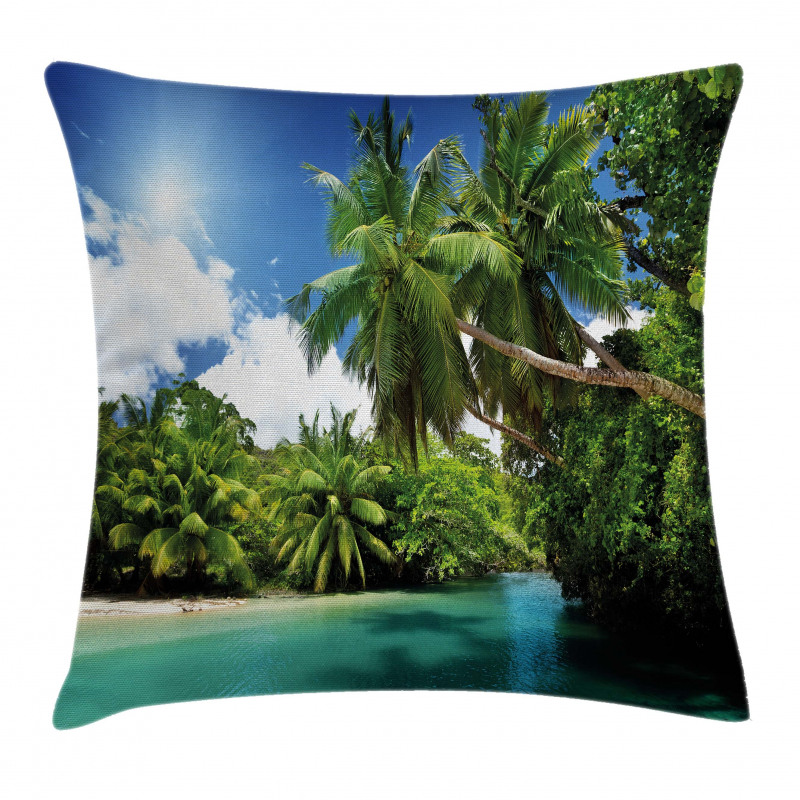 Mahe Island Lake Palms Pillow Cover