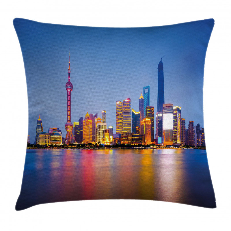 Shanghai City Skyline Pillow Cover