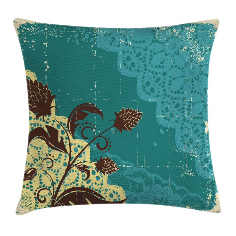 Flower on Lacework Aged Pillow Cover