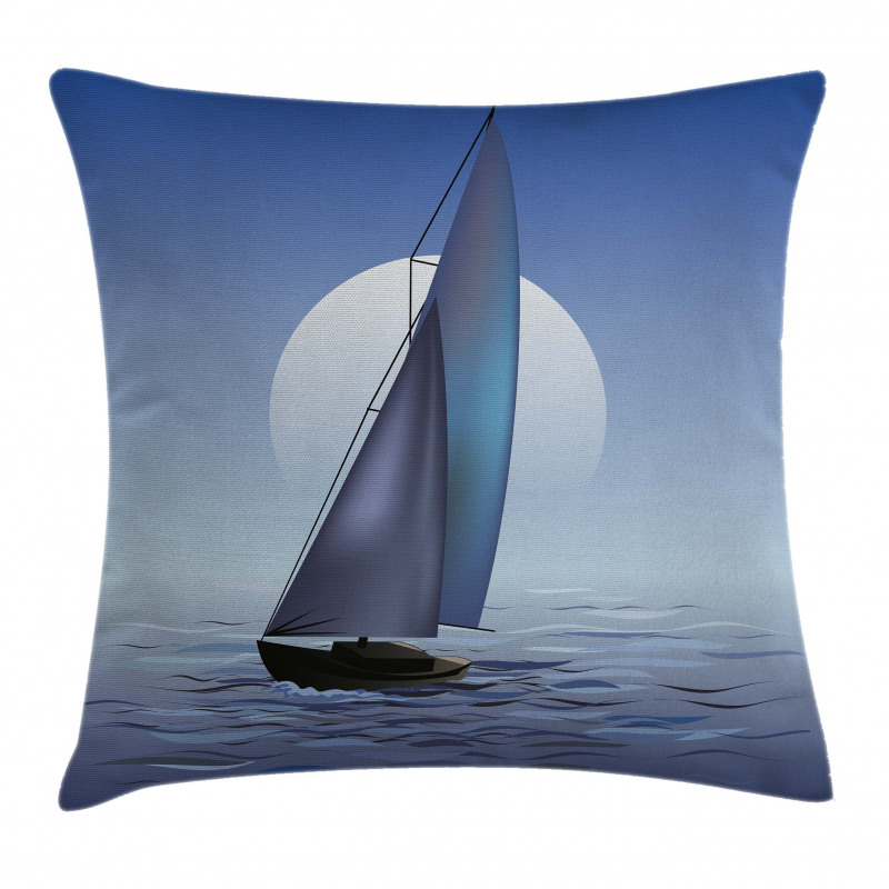 Sail Boat Wavy Serene Pillow Cover
