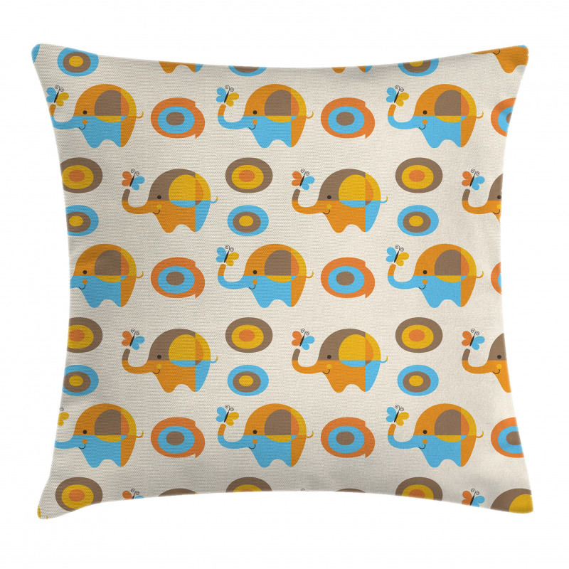 Elephant Butterfly Pillow Cover