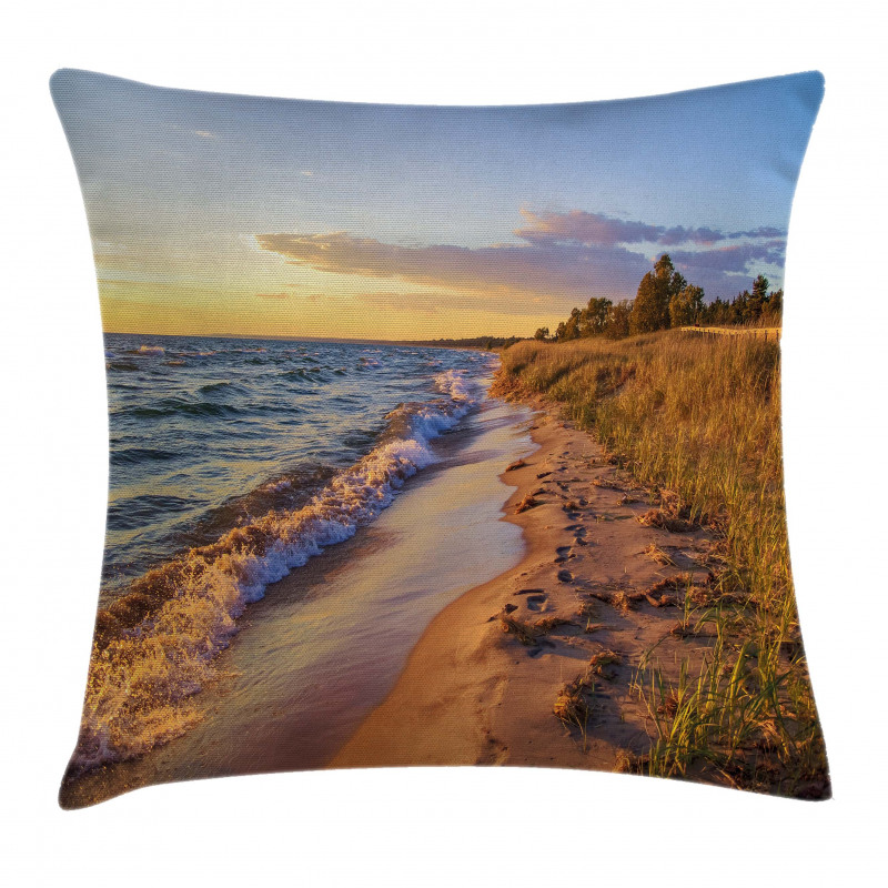 Sandy Calm Beach Sunset Pillow Cover