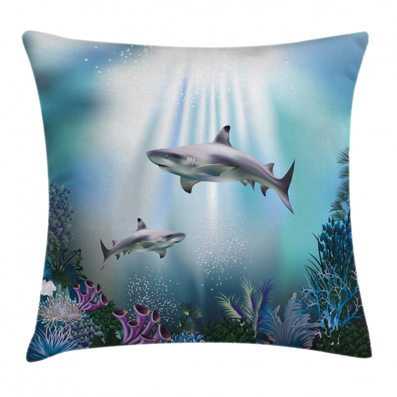 Sharks Coral Aquatic Pillow Cover