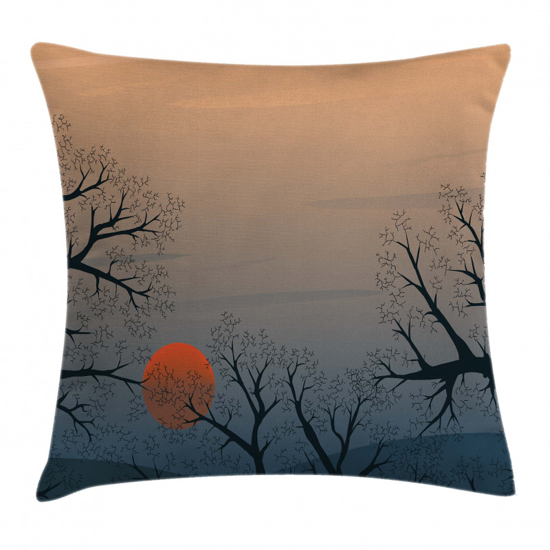 Sunrise Branches Misty Sky Pillow Cover