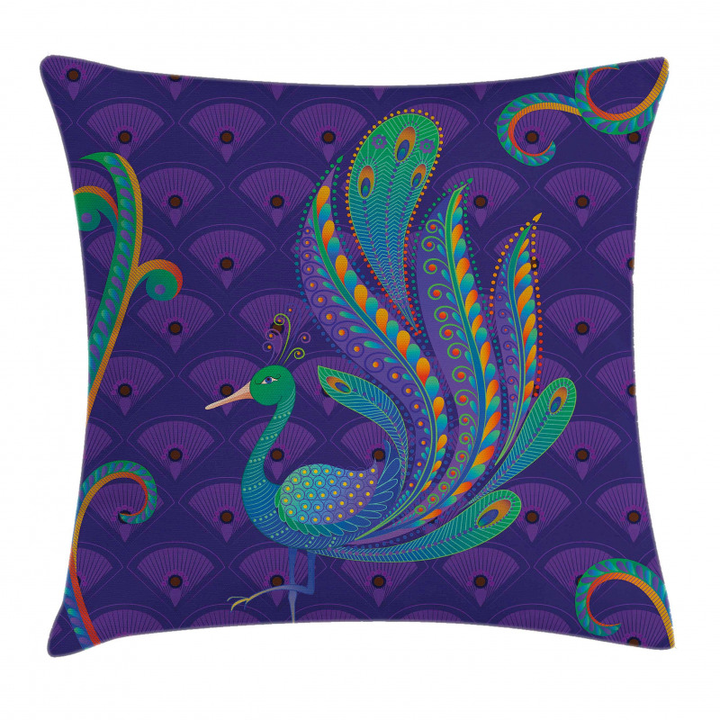 Oriental Bird Feather Pillow Cover