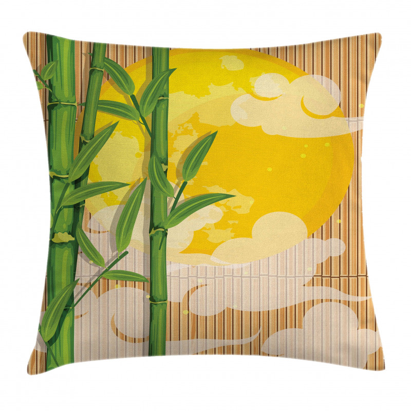 Bamboo Full Moon Clouds Pillow Cover