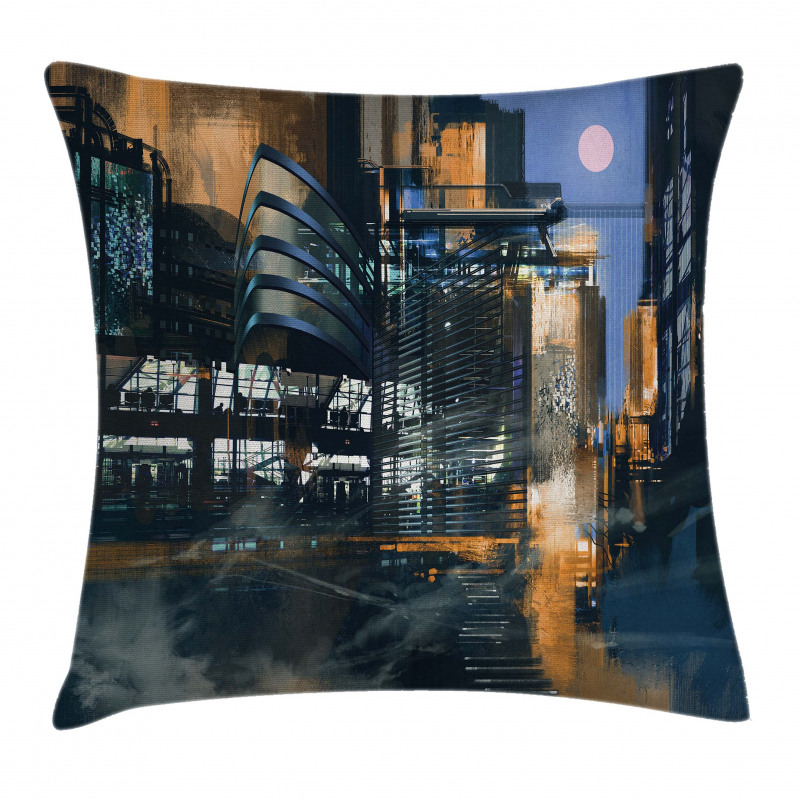 Cyberpunk Cityscape Pillow Cover