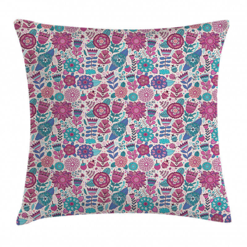 Doodle Peonies Tulips Pillow Cover