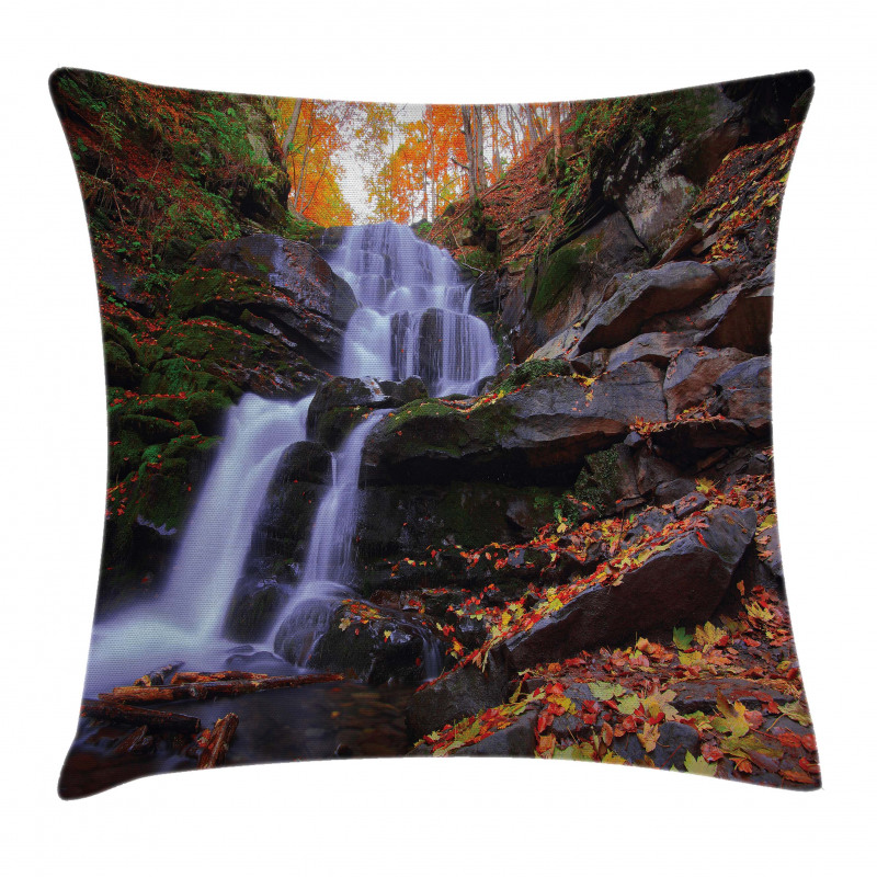 Mountain and Waterfall Pillow Cover