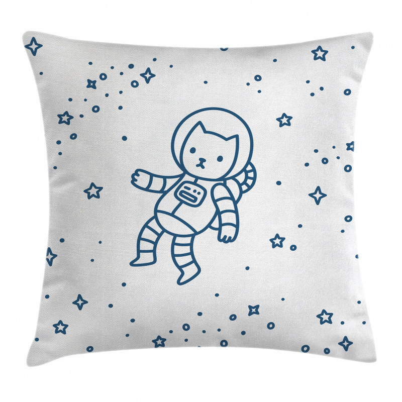 Astronaut Cat in Space Pillow Cover