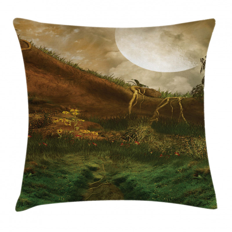 Valley with Full Moon Pillow Cover