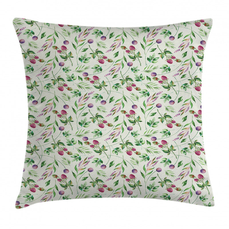 Raspberry Leaves Petals Pillow Cover
