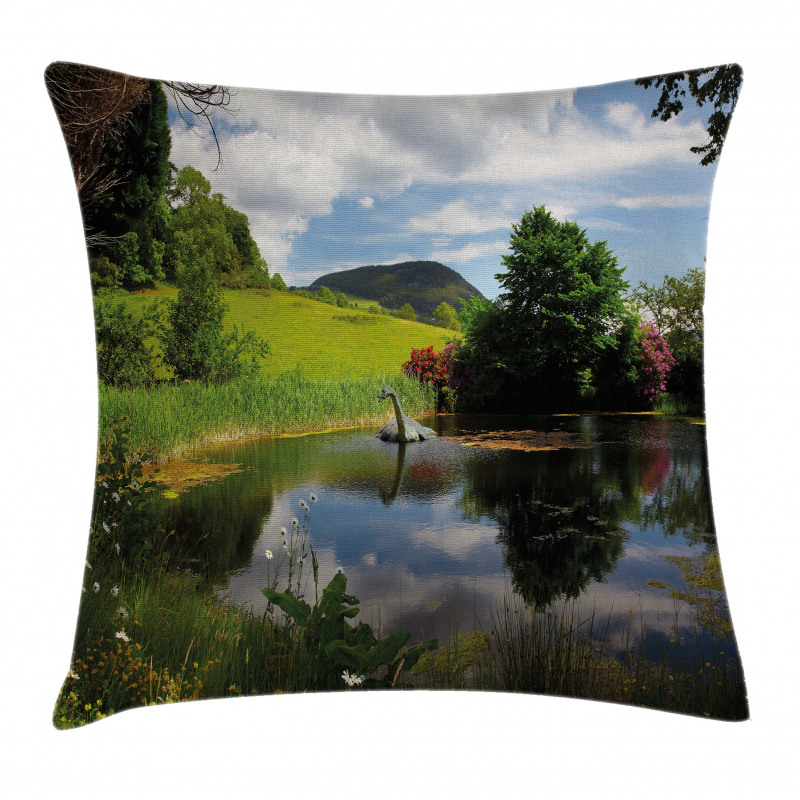 Lake by Meadow Rural Pillow Cover