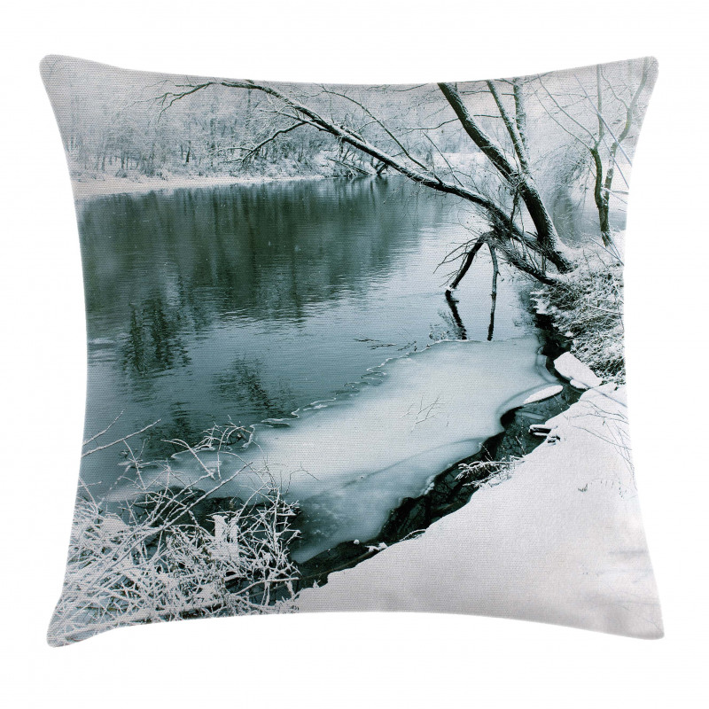 Winter Snowy Foliage Pillow Cover