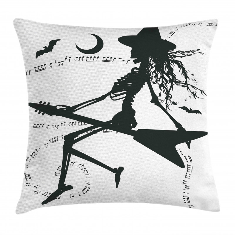 Witch on Guitar Pillow Cover