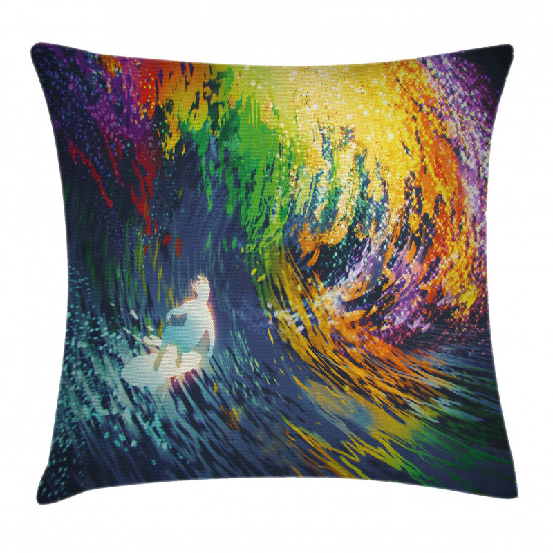 Exotic Surfer on Waves Pillow Cover
