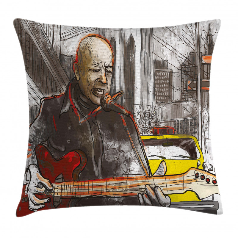Street Musician Singing Pillow Cover