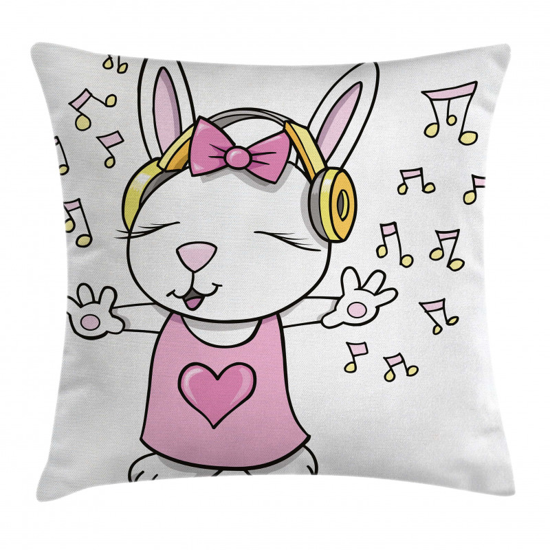 Cartoon Rock Star Bunny Pillow Cover