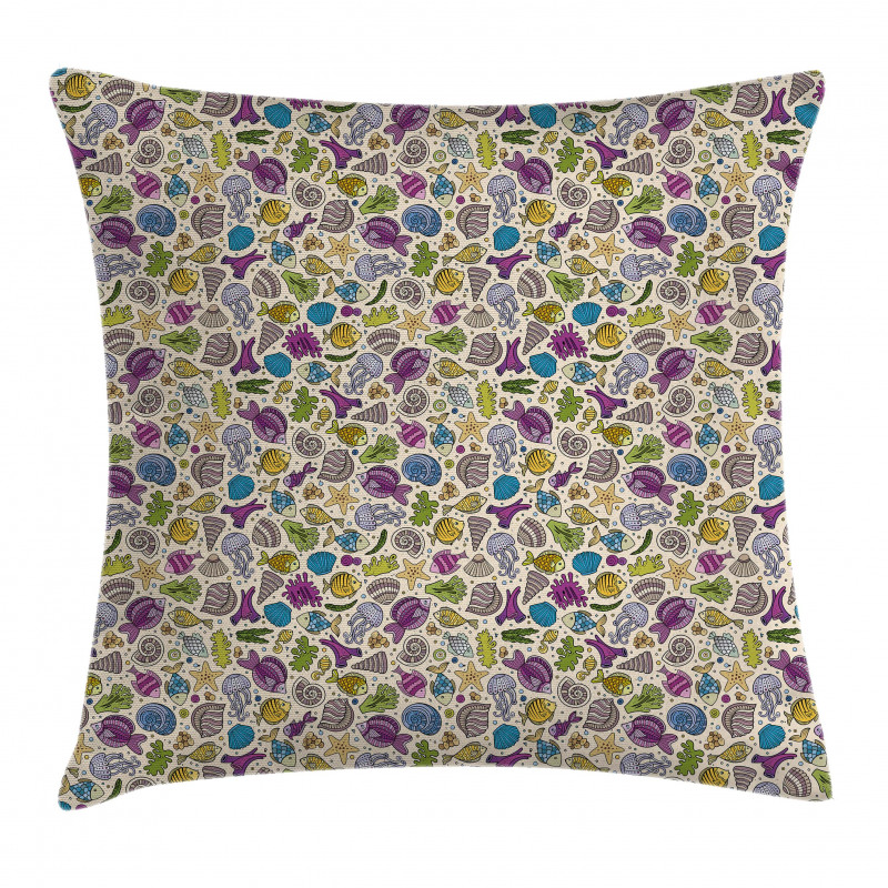 Ocean Creatures Shells Pillow Cover