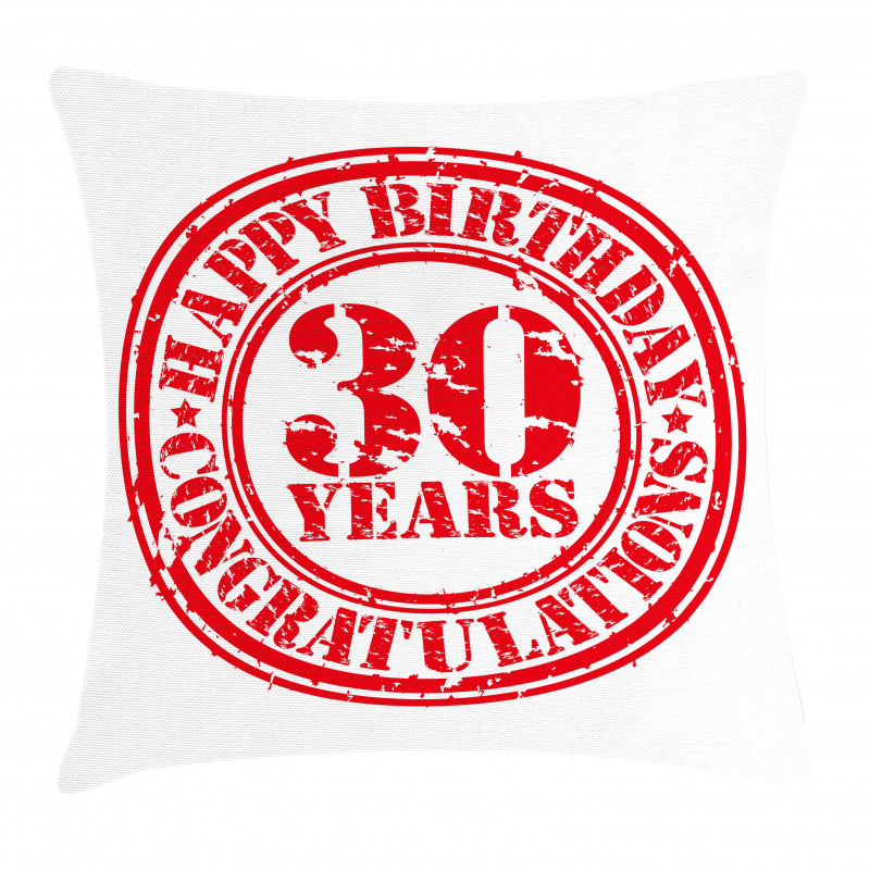 Grunge Birthday Stamp Pillow Cover