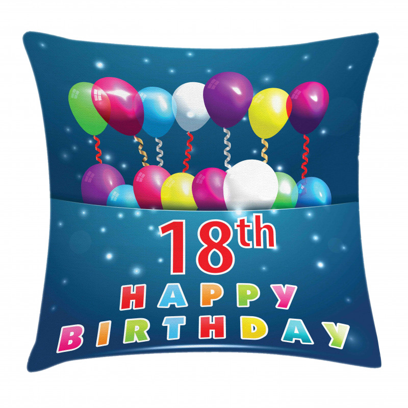 18 Birthday Balloons Pillow Cover